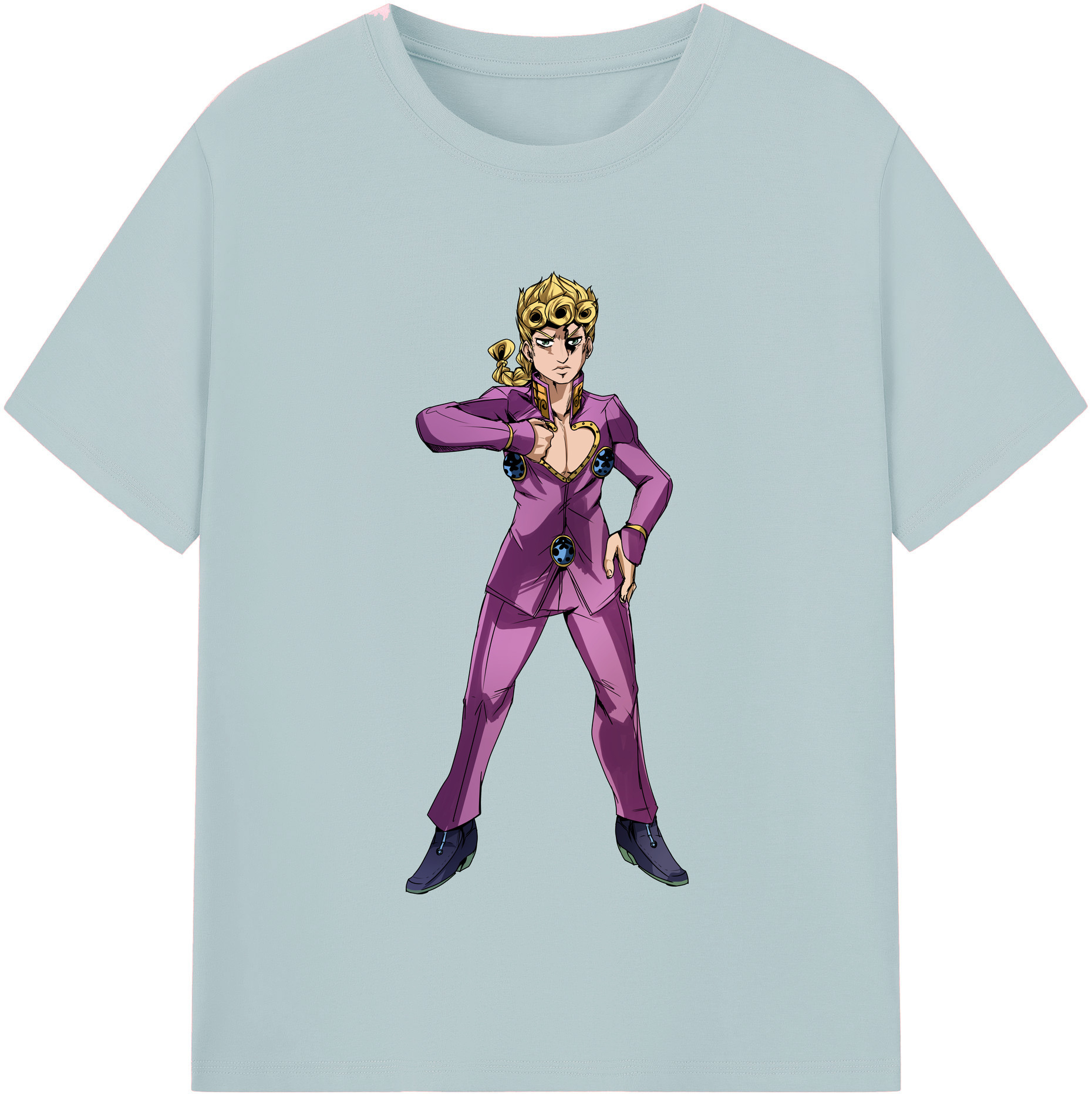 （画像用） ジョジョの奇妙な冒険 ジョルノ?ジョバァーナ JoJo's Bizarre Adventure Giorno Giovanna 綿100％半袖Tシャツ（フロントプリント）